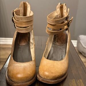 Freebird Brown Ankle Strap Heels